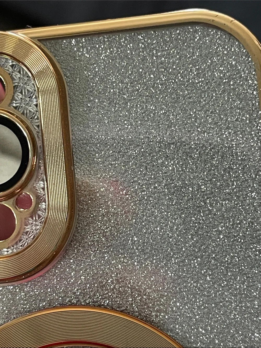 Apple Gold Glitter Phone Case with Ring Grip 'Love' New No Tags